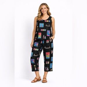 Hot Cotton Womens Linen Set Top Tank 2X Pants 1x Art Colorful African Abstract
